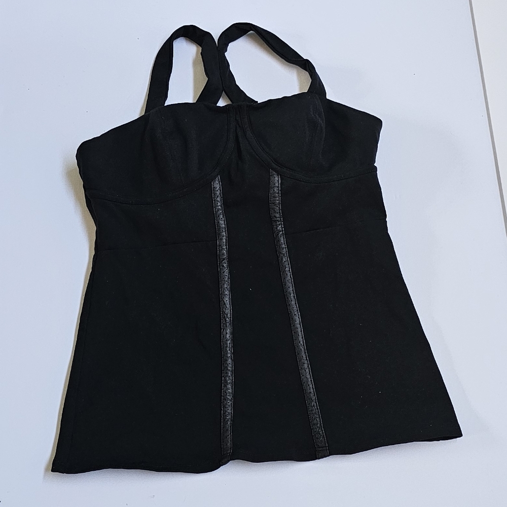 Solow Sport Black Top Corset Tank Yoga Dance Sport Size M